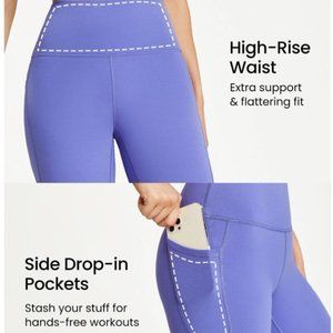 GLOWMODE 24" FeatherFit™ 7/8 Yoga Leggings Ultra -Stretchy Y-shaped Seam Belly S